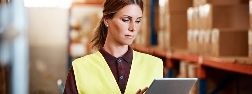 Woman putting in an electronic order